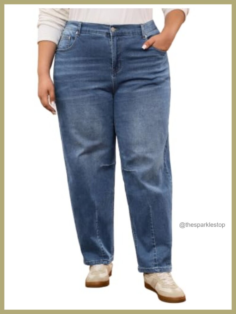 Plus Size High Waist Barrel Jeans Curvy Women Baggy Loose Stretchy Denim Pants
